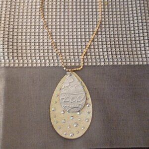 Statement Double White / Silver Tear drop Bling Feminine Gold Necklace
